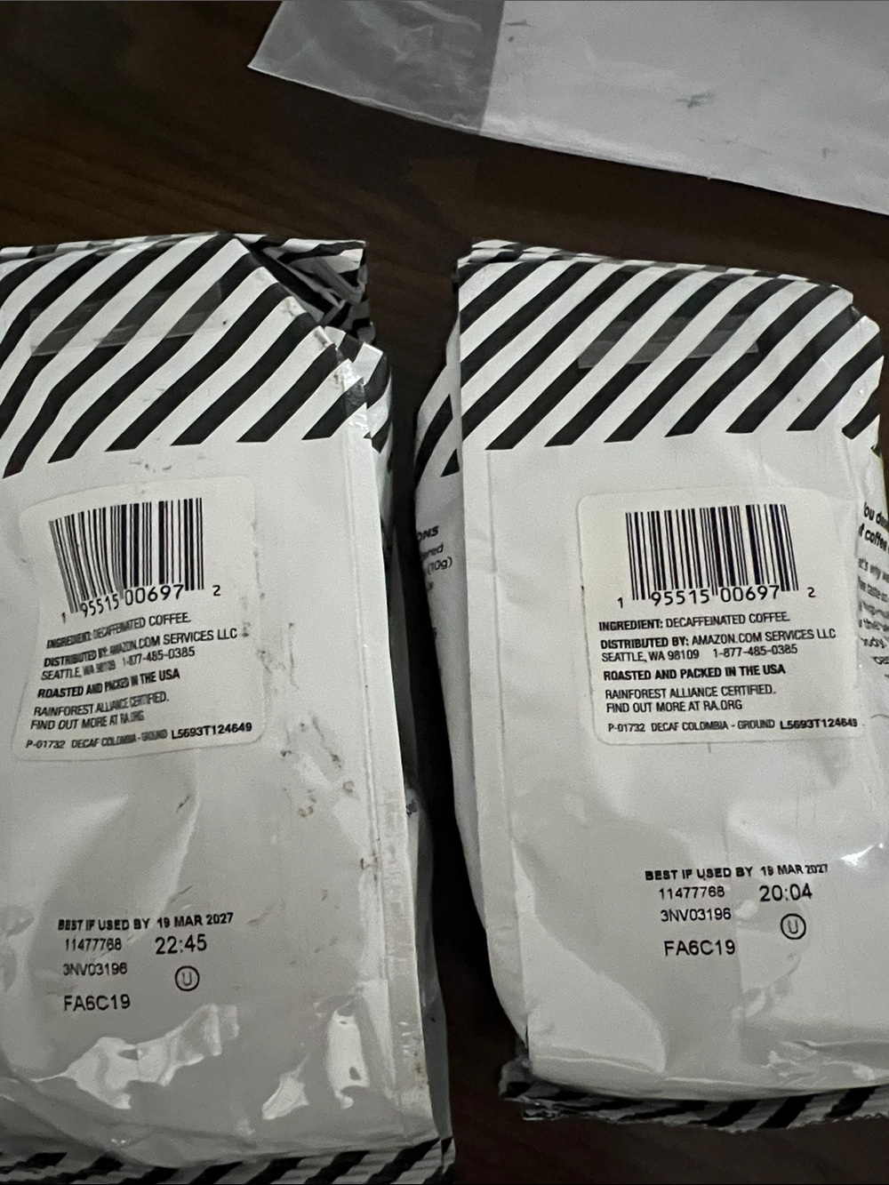 Amazon fresh decaf Columbia medium roast ground coffee 2 12oz bags NEW - Picture 7 of 7